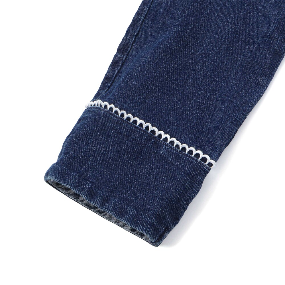 【限定商品】レースストレッチデニムロングパンツ(95~150cm) ネイビー 95cm