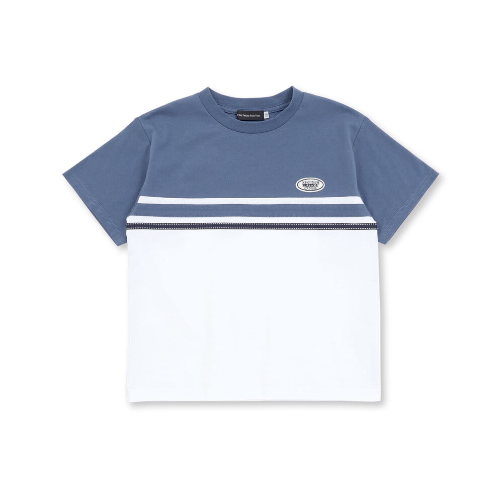 天竺バイカラーステッチテープポイント半袖Tシャツ