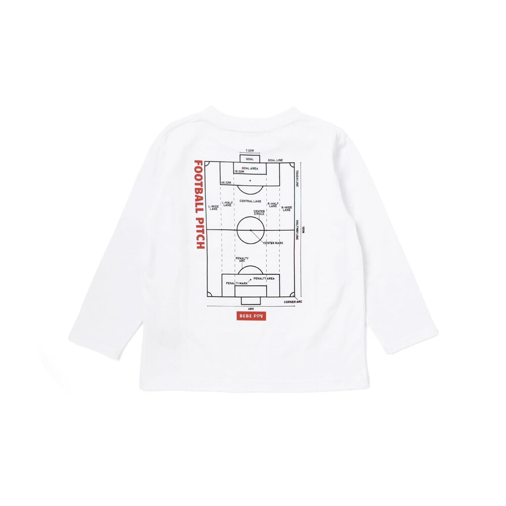 【限定商品】サッカーバックプリントロングTシャツ(95~160cm) ホワイト 95cm