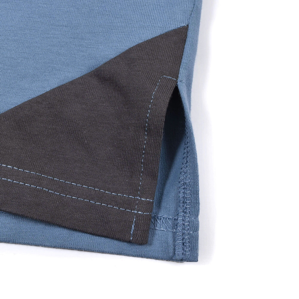 三角 切り替え WASK パッチ Tシャツ (100~160cm) ブルー 100cm