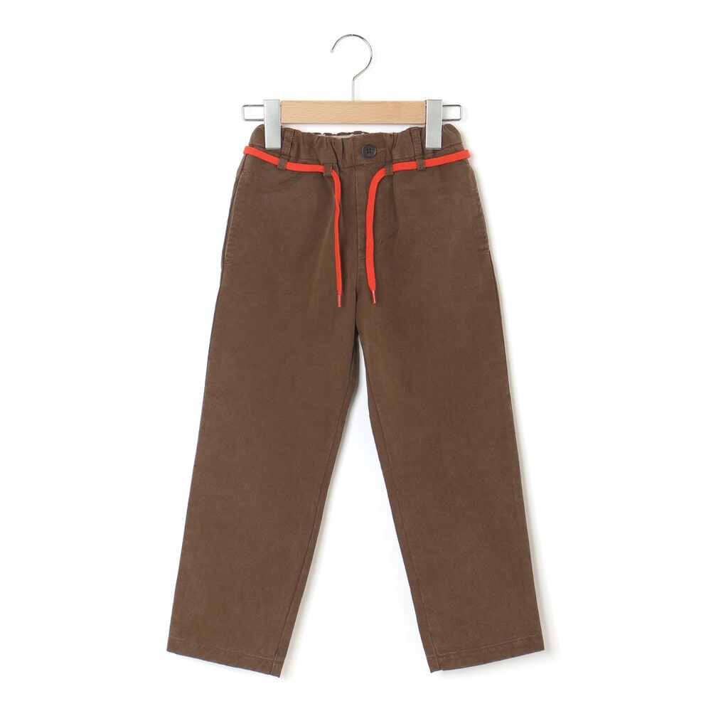 ツイルカラーコードストレートロングパンツ 親子お揃い(110~140cm) ブラウン M(110~125cm)