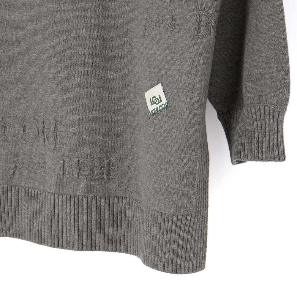 ロゴジャガードタートルネックロングセーター親子お揃い(95~140cm) グレー S(95-110cm)