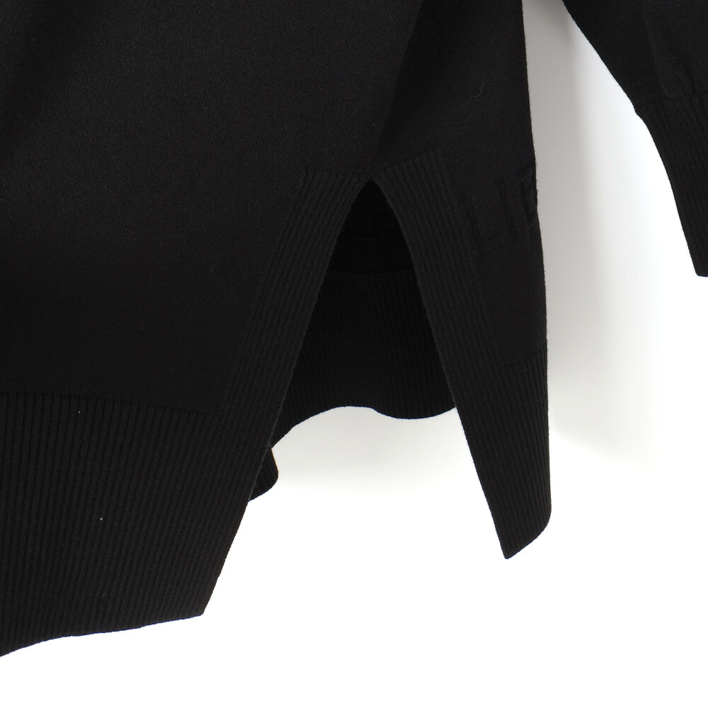 ロゴジャガードタートルネックロングセーター大人親子お揃い(145~175cm) ブラック M(145-160cm)