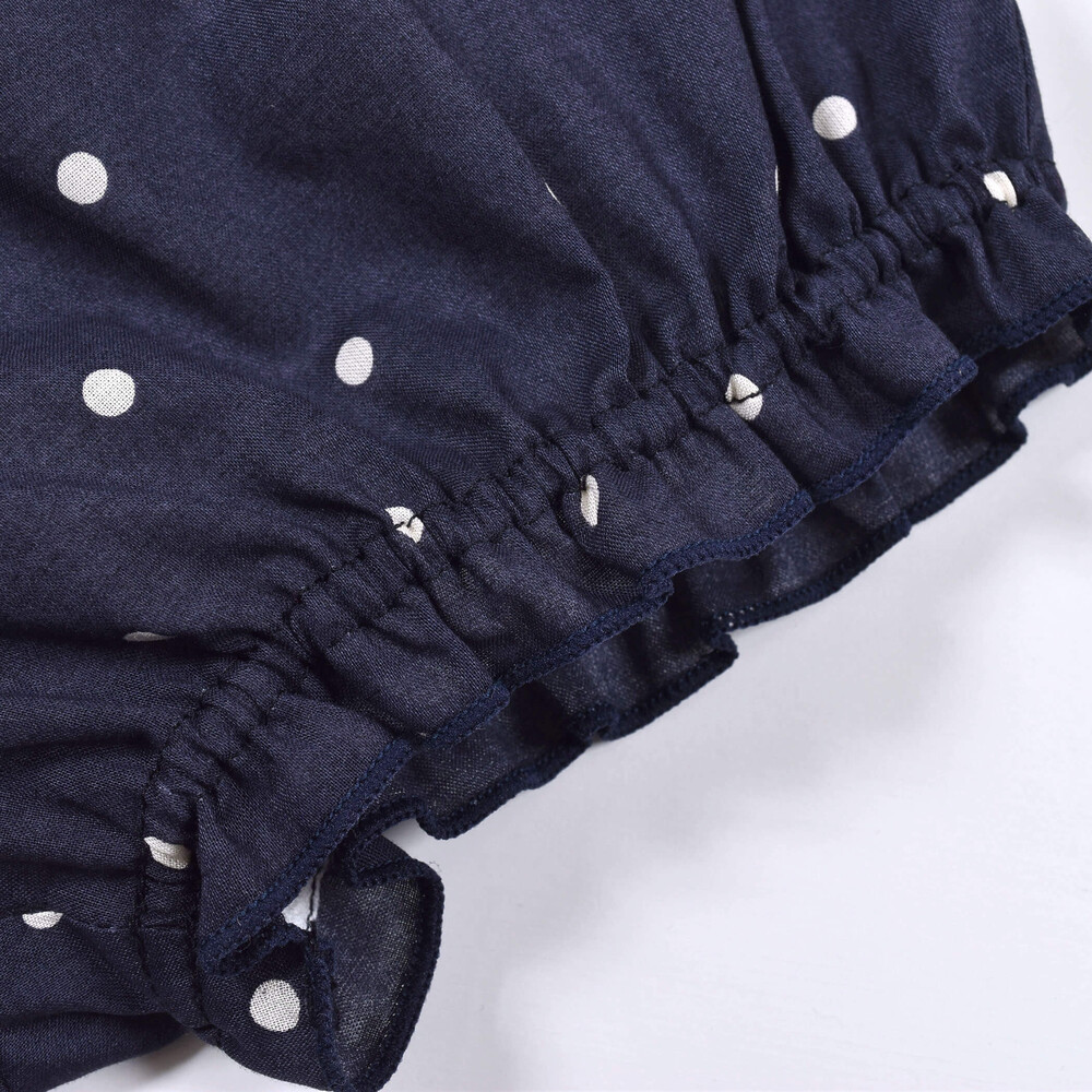 お揃い 日本製 オーガニック コットン ドット ブルマ付き ワンピース ベビー 70 90cm S 70 80cm ネイビー系 新生児 ベビー 子供服べべの公式通販サイト Bebe Mall