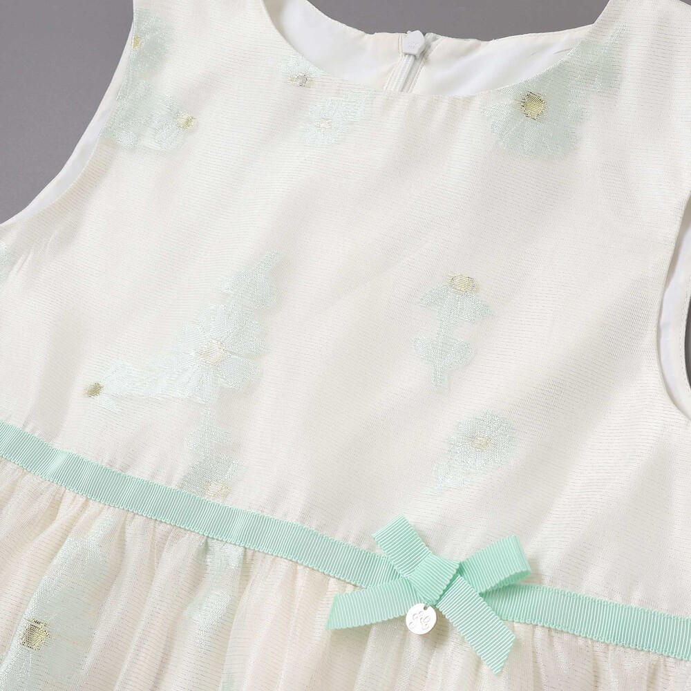 ラメオーガンジーフラワージャンパースカート(100~130cm) グリーン系 100cm