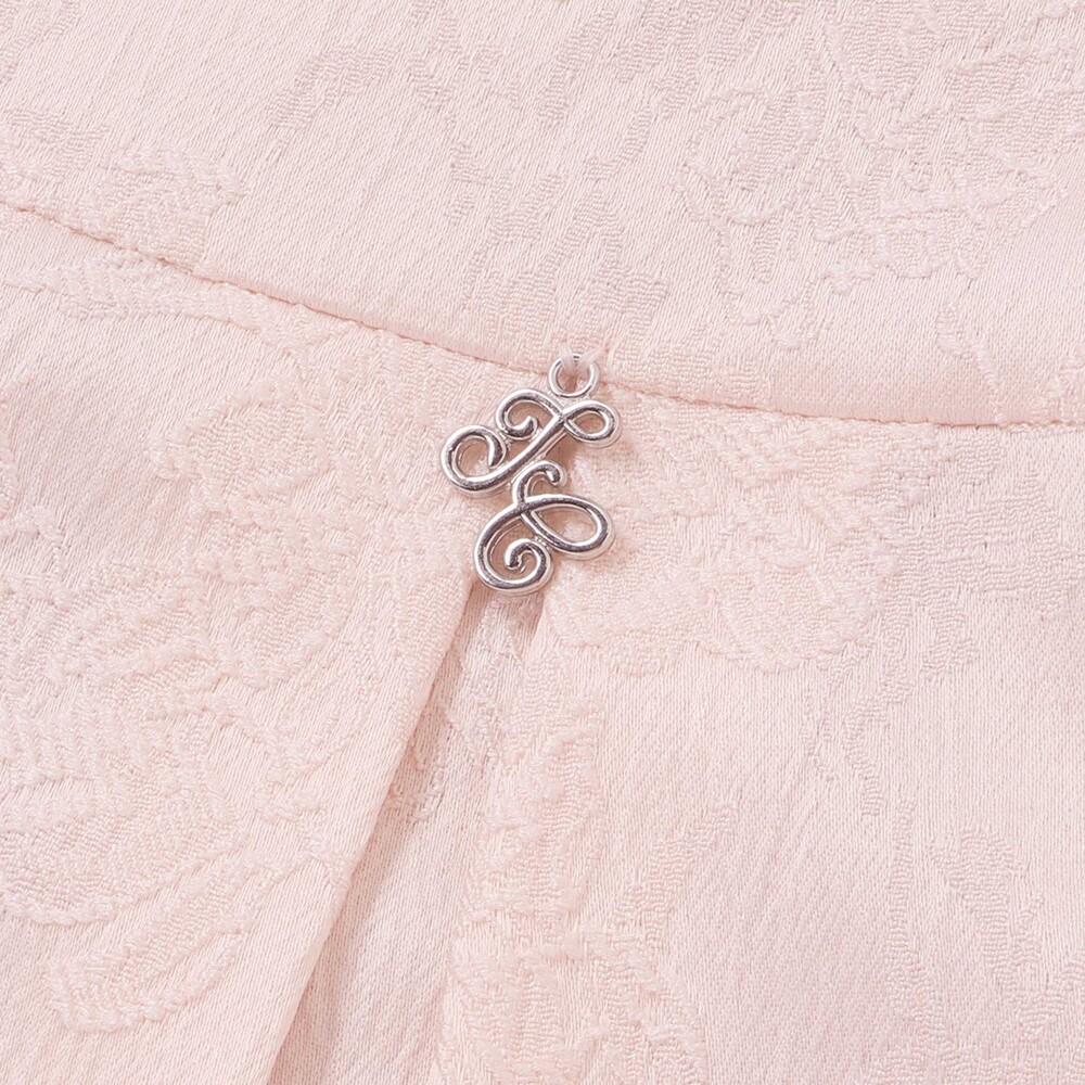 【日本製】ジャガードフラワータック入りジャンパースカート(110~130cm) ピンク系 110cm