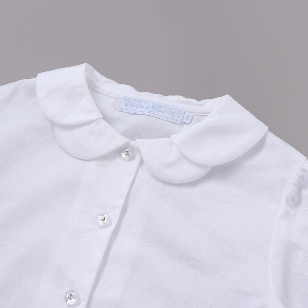 袖口フリルサテン長袖ブラウス(110~130cm) ホワイト 110cm