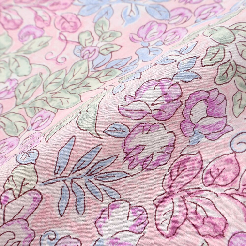 【お揃い】リバティ(SweetPeaLeaf)プリントタナローンスカラップ襟フリル袖ブラウス(100~140cm) ピンク系 100cm