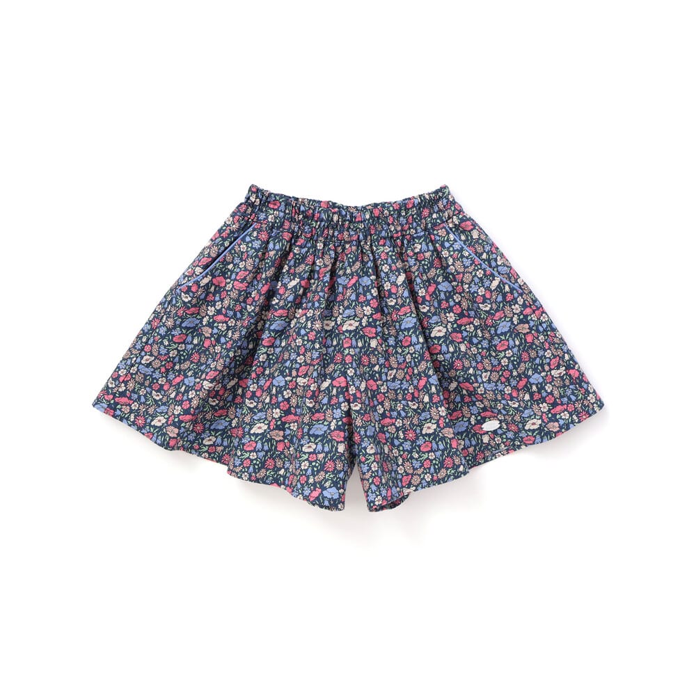 【日本製】【お揃い】リバティプリント(PETAL & DAISY)配色パイピング キュロットパンツ(100~140cm) ピンク系 100cm