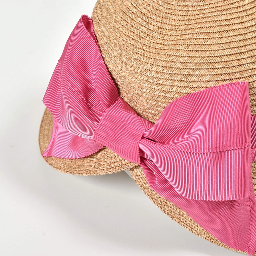 大きいリボン付きペーパーブレードハット(52~56cm) ホワイト 52cm