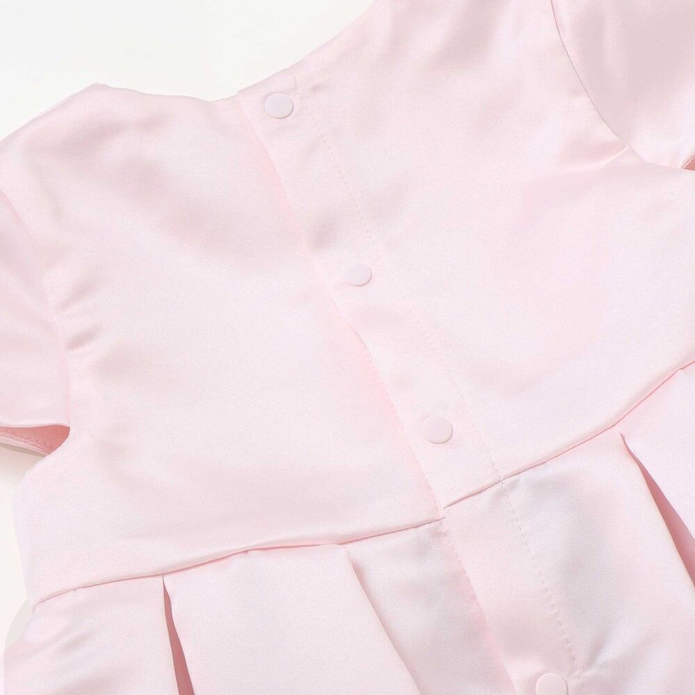 【日本製】サテンチュールモチーフドレス(70~90cm) ピンク S(70-80cm)