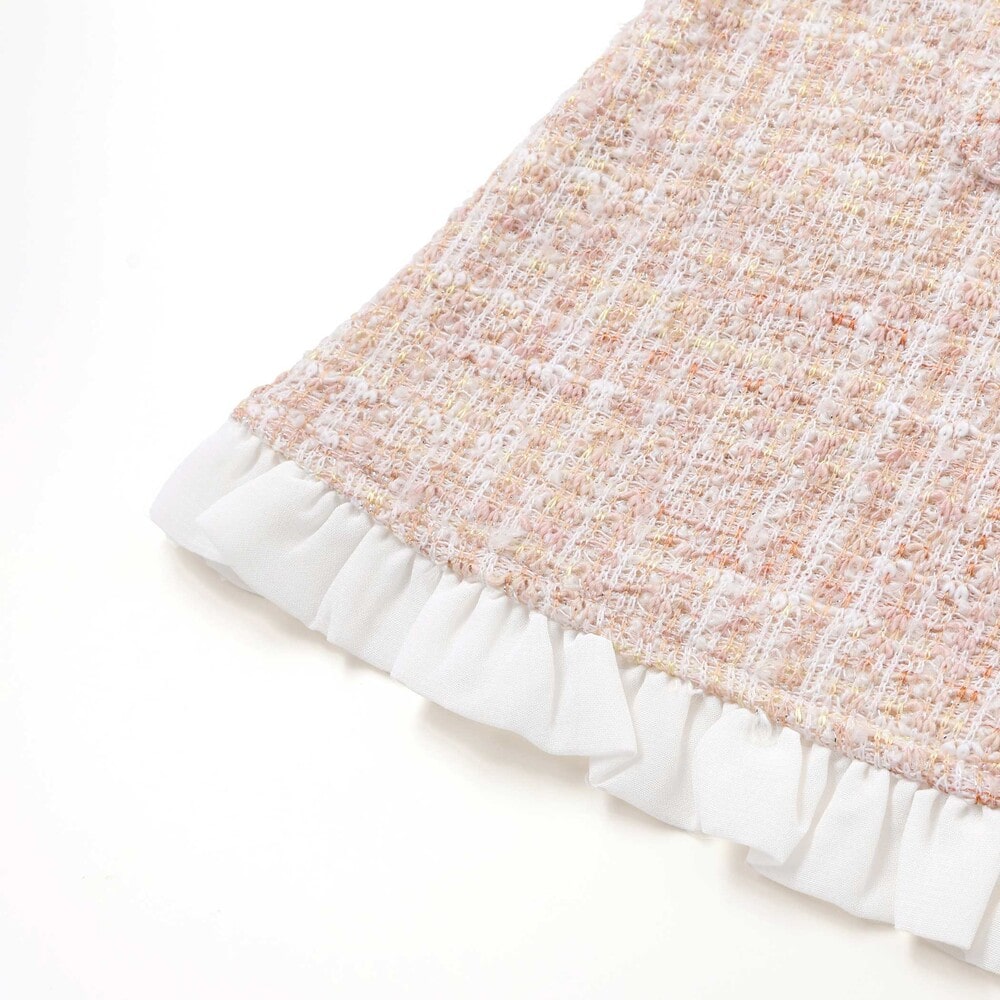 【お揃い】ツイードジャガードワンピース(70~90cm) ピンク系 S(70-80cm)