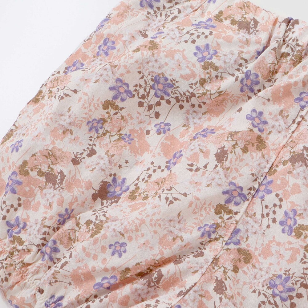 天竺半袖Tシャツ&花柄プリントブルマセット(70~90cm) ピンク系 S(70-80cm)