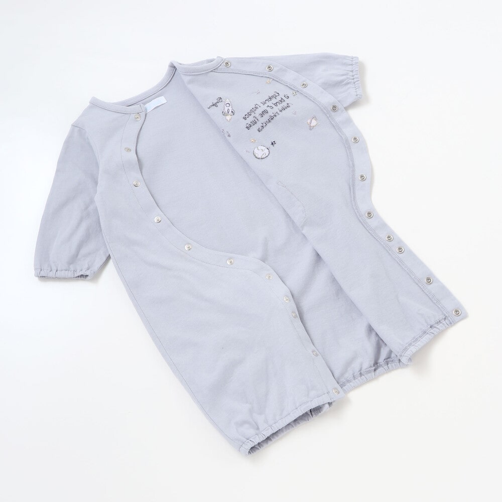 【お揃い】天竺宇宙モチーフ刺しゅう長袖2WAYオール(50~75cm) ブルー ワンサイズ