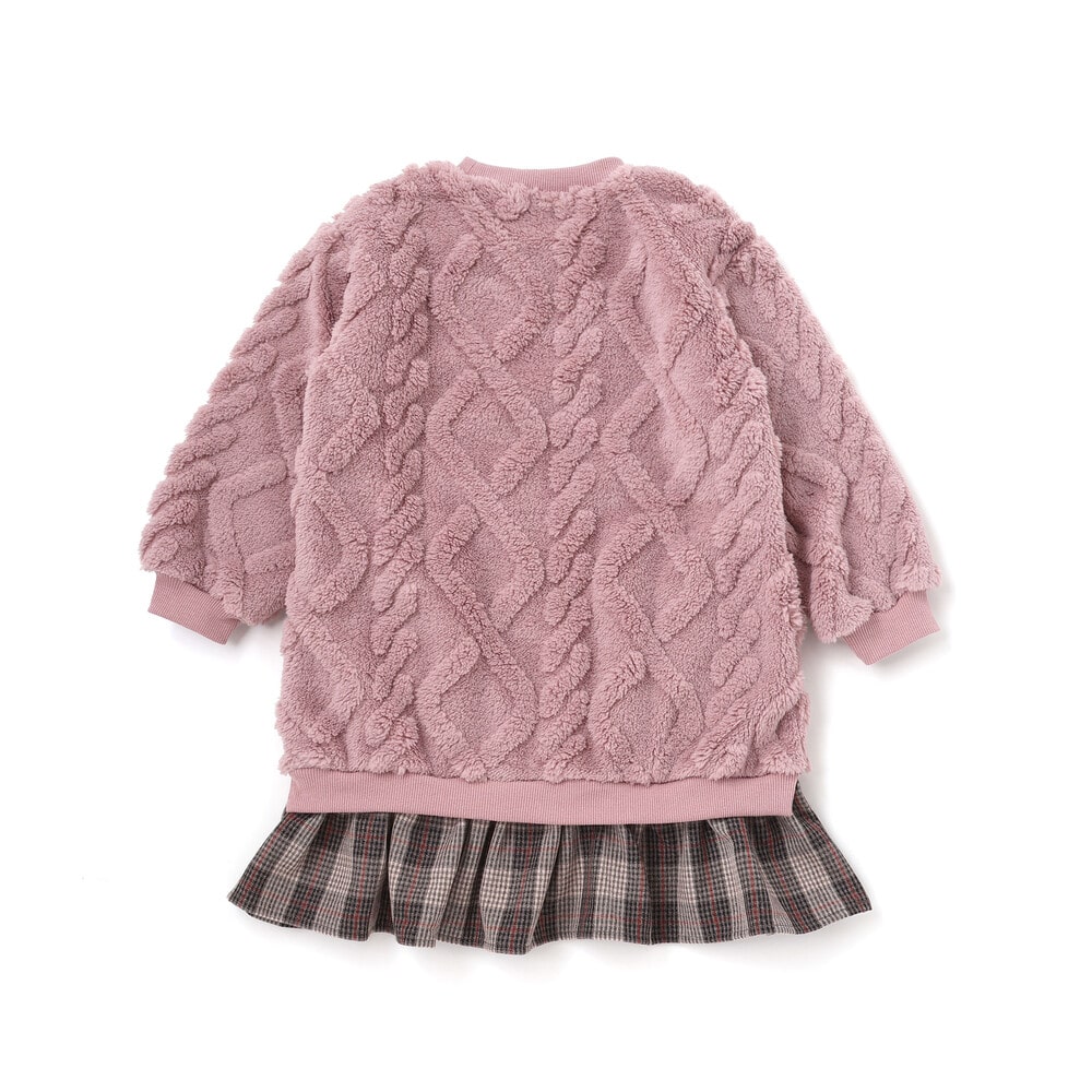 【お揃い】ケーブルボアxタータンチェックワンピース(80~130cm) オフホワイト 80cm