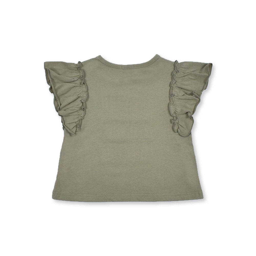 肩 フリル 花 レース ロゴ 天竺 Tシャツ (80~130cm) ピンク 80cm