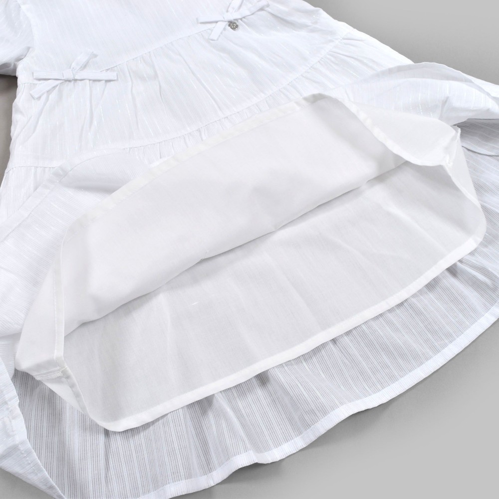 ストライプ ティアード 裏地付 ワンピース (90~130cm) オレンジ系 130cm