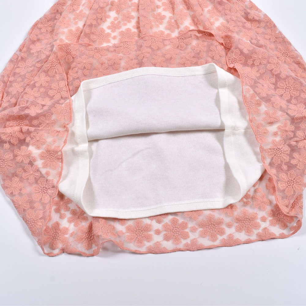 花柄 チュール ドッキング ワンピース (80~130cm) オフホワイト 130cm