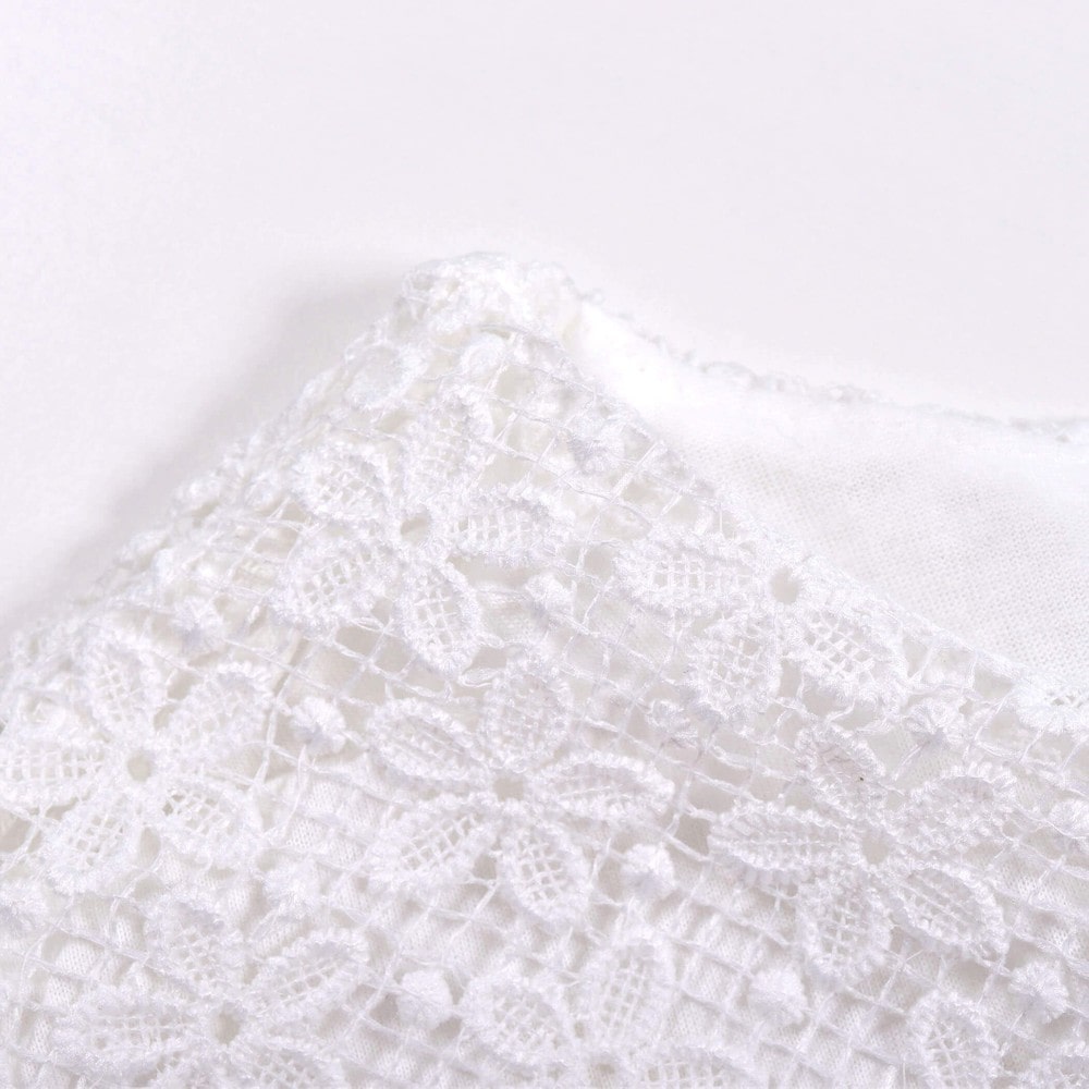 かぎ編み風 切り替え 布帛 ワンピース(80~130cm) パープル 110cm