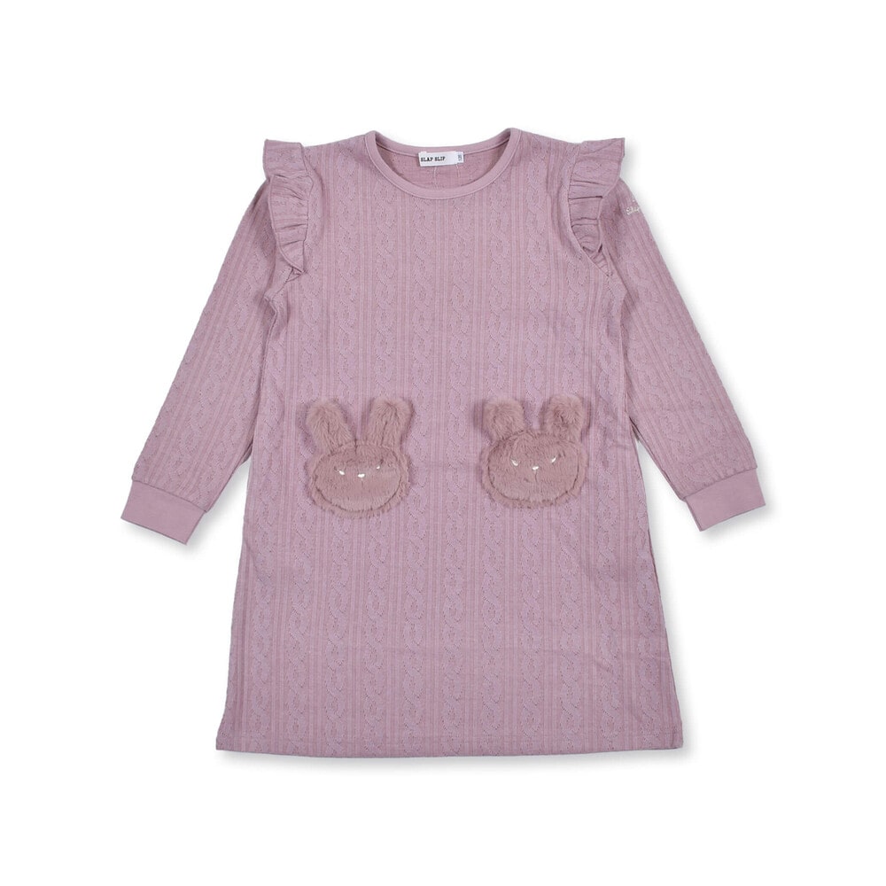 うさぎ パッチ ケーブル 接結 ワンピース (80~130cm) オフホワイト 110cm