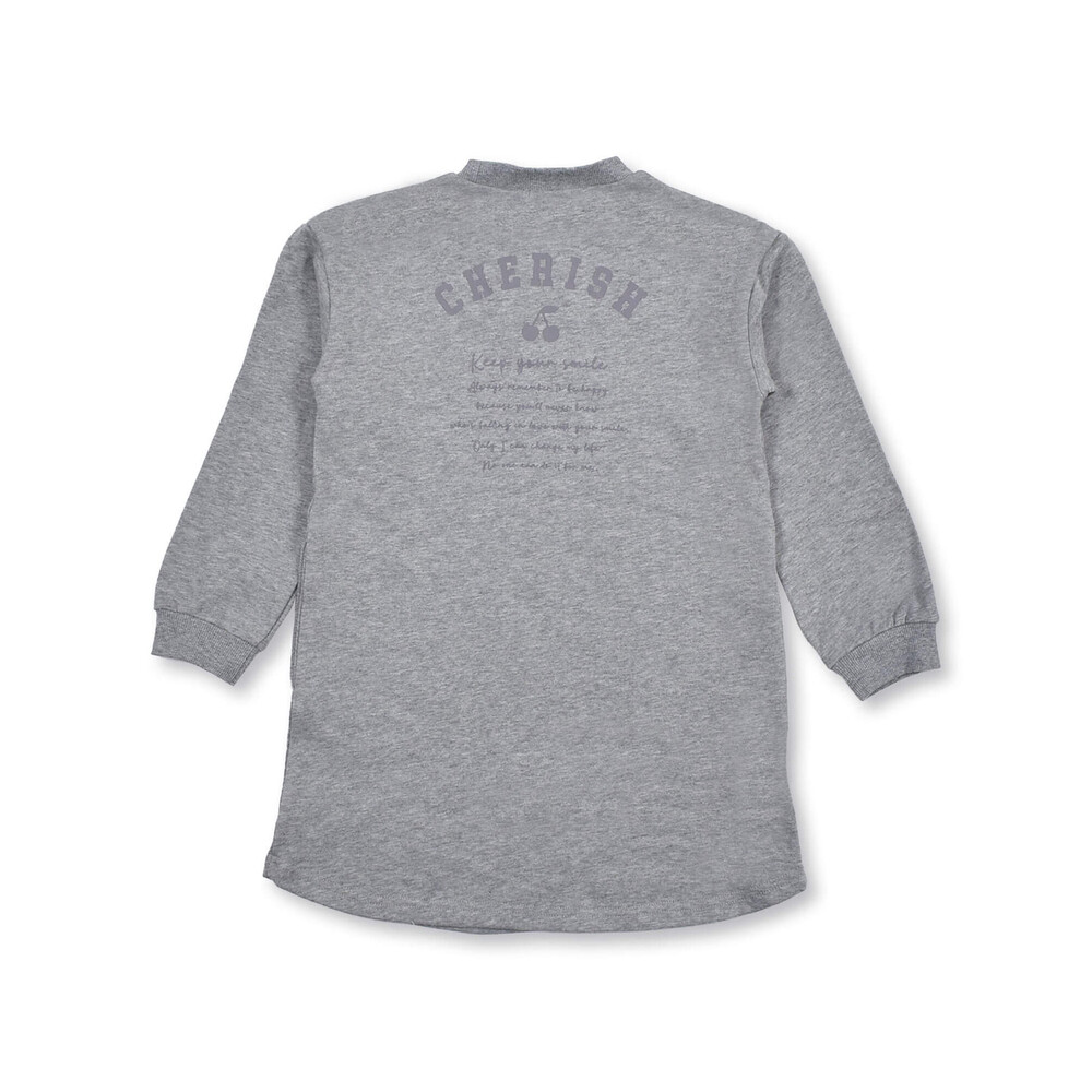 バック プリント 裏毛 トレーナー ワンピース (80~130cm) グレー 90cm