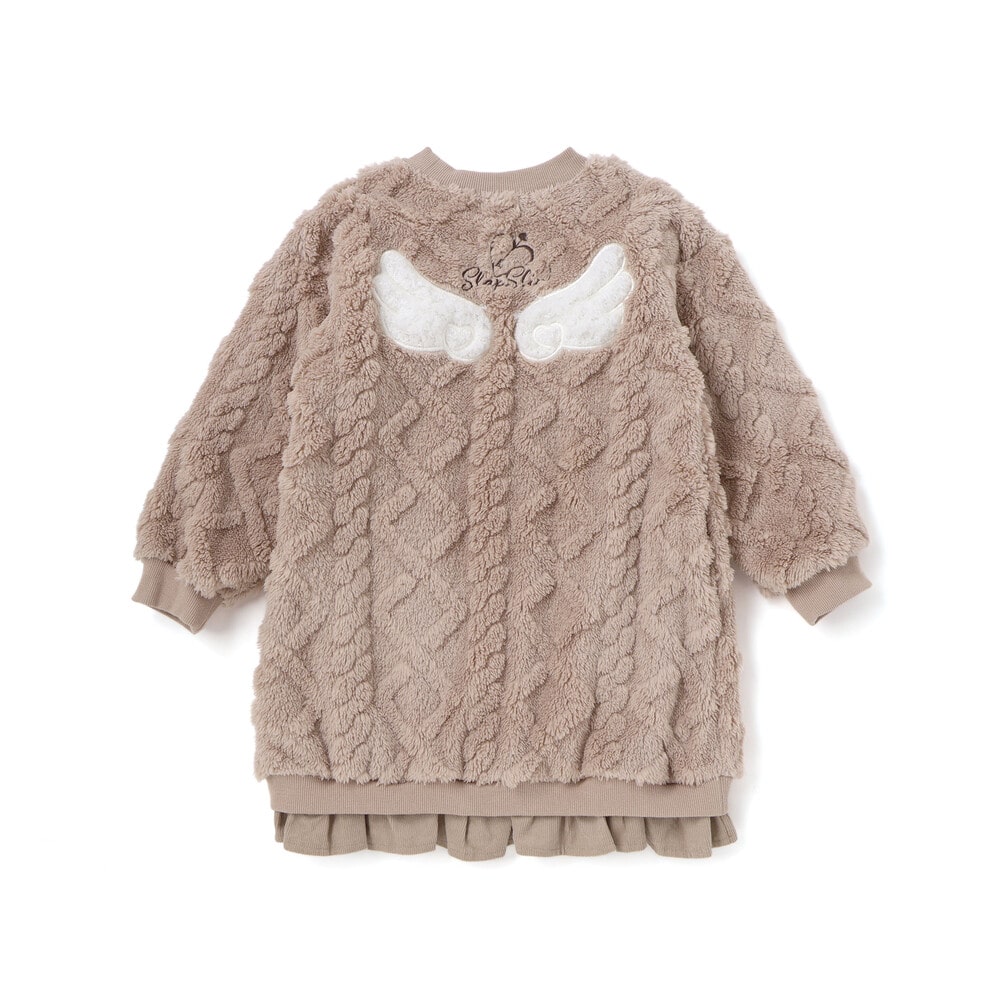 【お揃い】天使の羽もこもこケーブルボアワンピース(80~130cm) オフホワイト 80cm