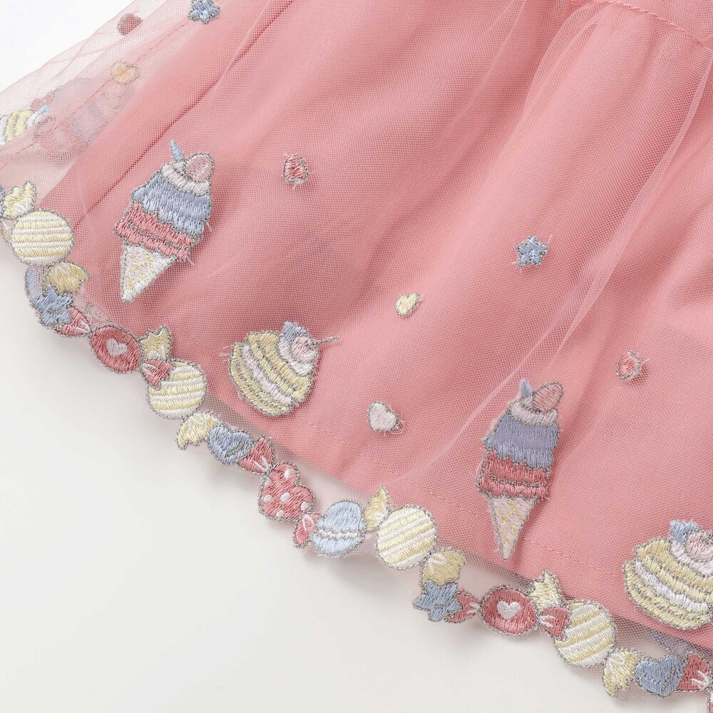 スイーツ刺しゅう肩開き半袖Tシャツ&スカパンセットアップ(80~130cm) ホワイト 80cm