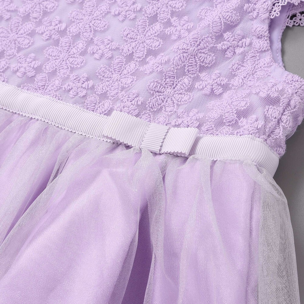 花レースフェミニンモチーフ刺しゅう裾スカラップジャンパースカート(110~130cm) パープル 110cm