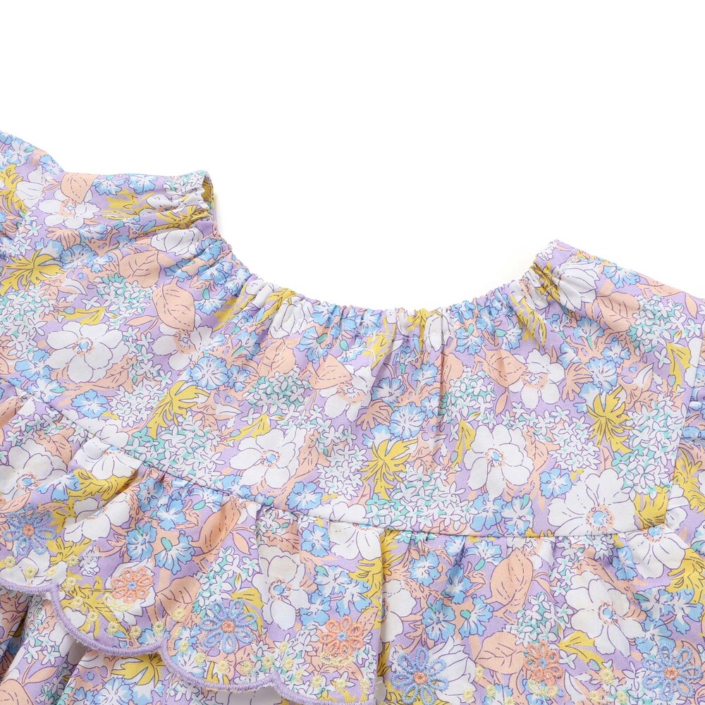 花柄肩フリルチュニック(80~130cm) ピンク系 80cm