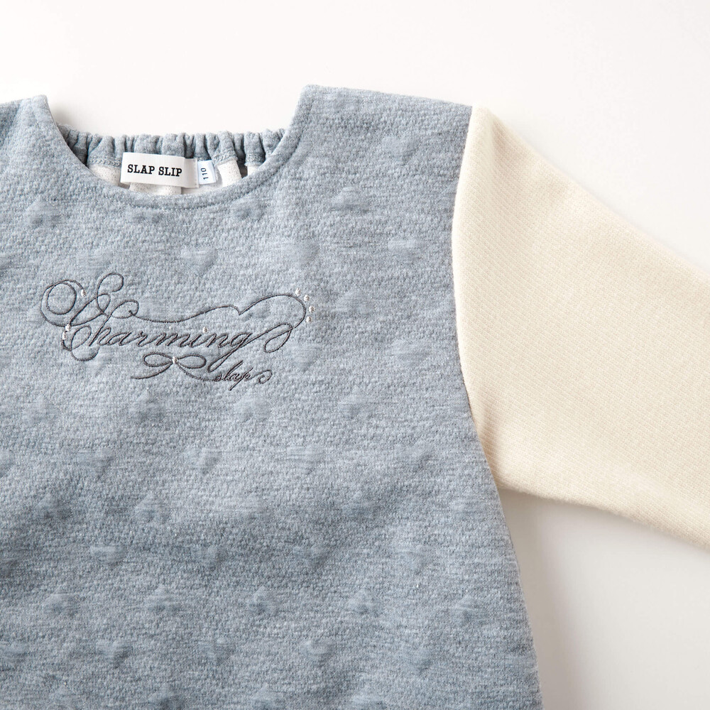 ファーポケット付きハートキルト柄トップス(80~140cm) グレー 80cm