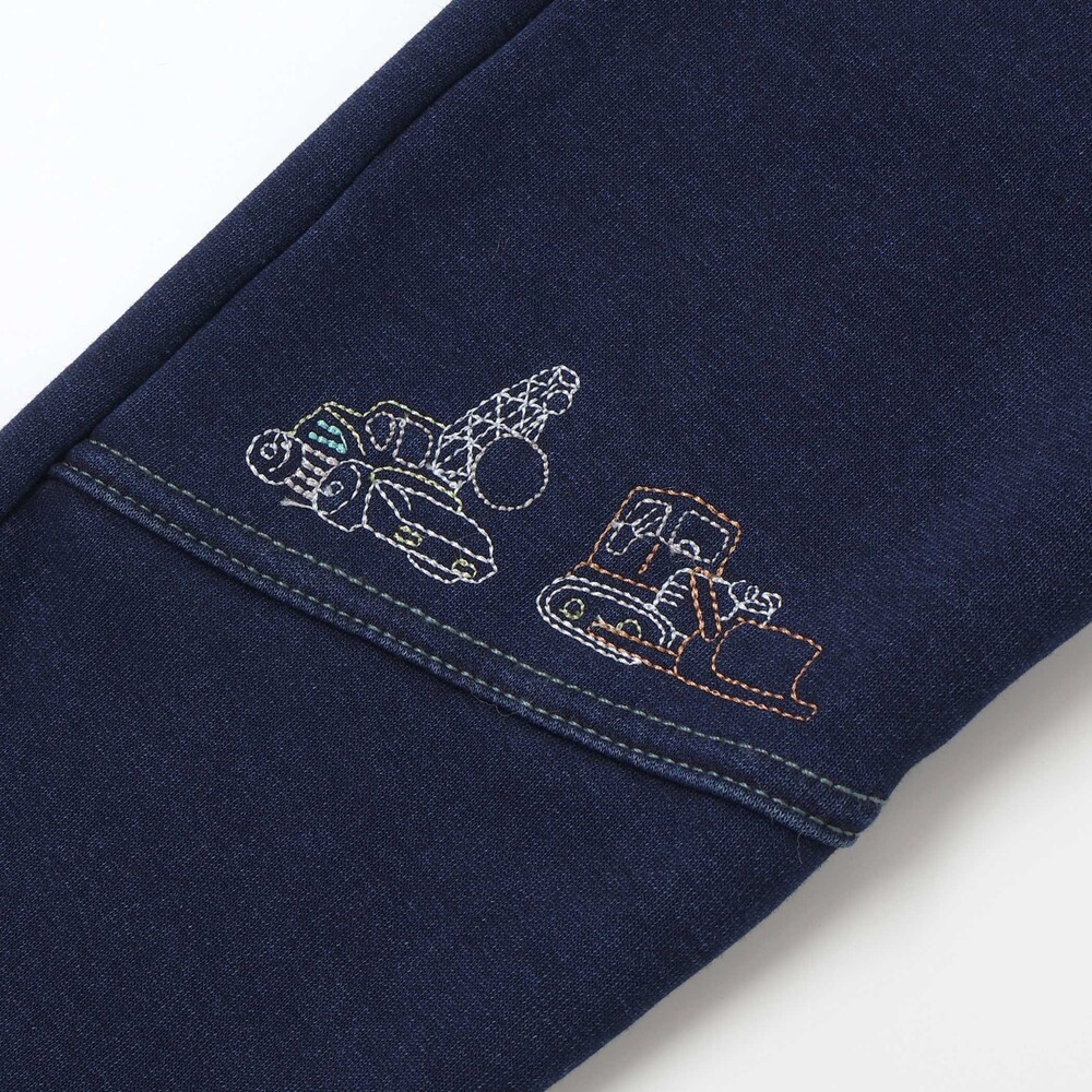 グングンのぼるよはたらくくるま刺しゅうロングパンツ(80~130cm) ブルー 80cm