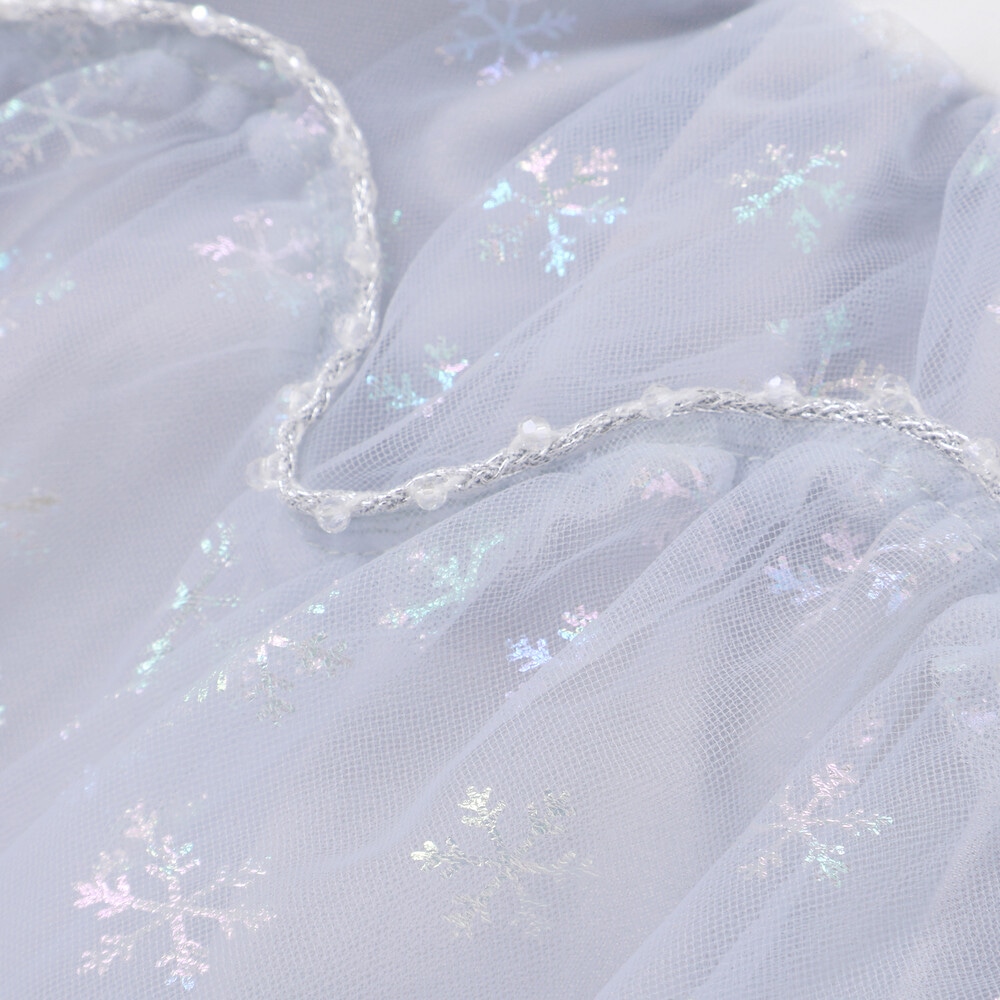 ふわふわドット雪柄チュールセミフレアスカッツ(80~120cm) ブルー 80cm