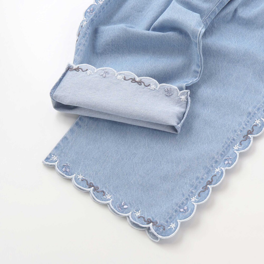 スカラップ7分丈デニム&ツイルパンツ(90~130cm) ブルー 90cm