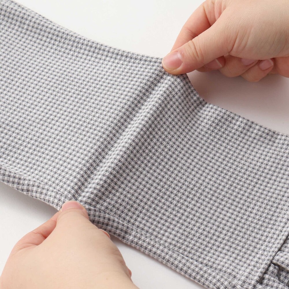 裾フリル7分丈デニムニットチェックレギンス(80~120cm) レッド系 80cm