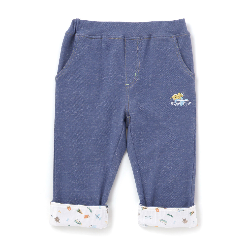 裾折り返し7分丈ツイルパンツ(80~120cm) ブルー 80cm