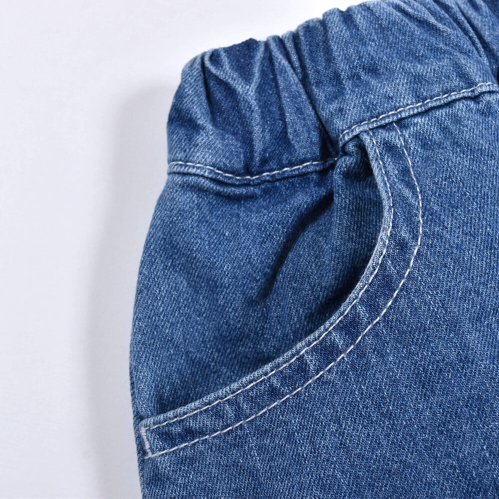 サイド リボン デニム ショートパンツ (90~130cm)(90cm ブルー 