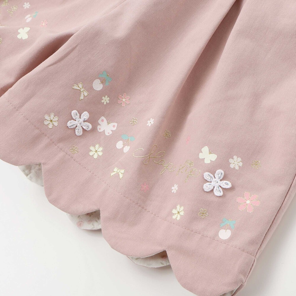 キラキラプリント裾スカラップリボン付きショートパンツ(90~130cm) ブルー 90cm