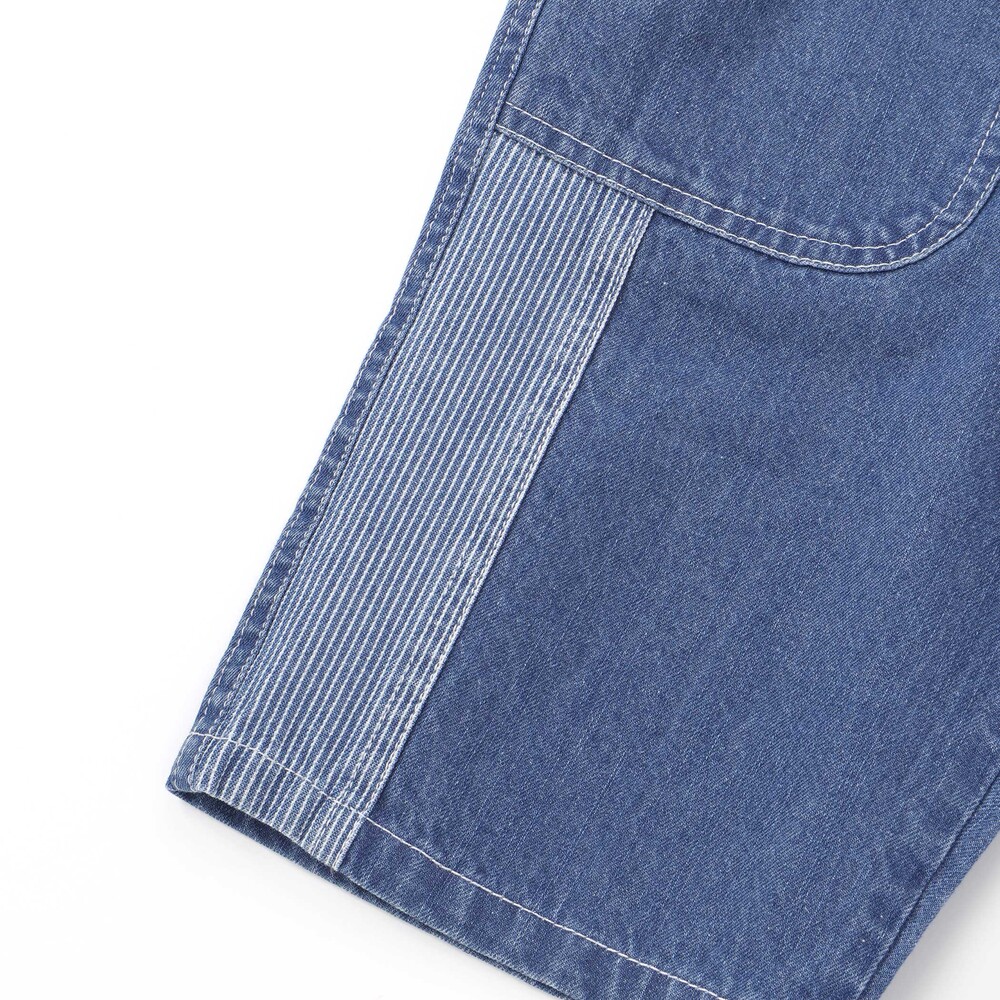 フルーツ昆虫パッチストライプ切り替え5.5分丈デニムパンツ(80~130cm) ブルー 80cm