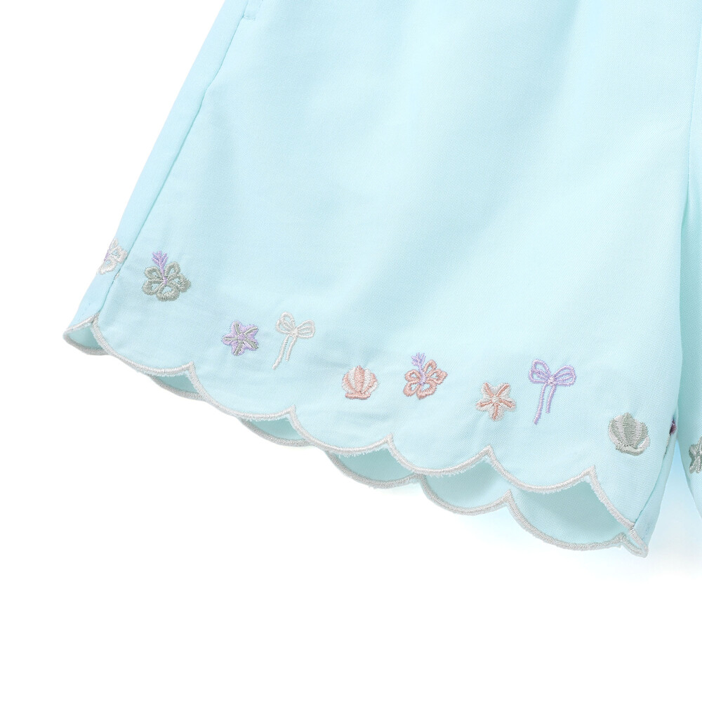 裾スカラップシャンブレー&花柄ショートパンツ(90~130cm) ピンク系 90cm