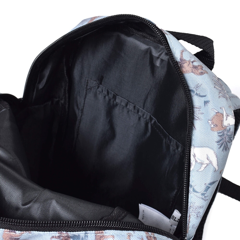 総柄 恐竜 働く車 ポケット 付き リュック (S~M)(S グレー系): グッズ