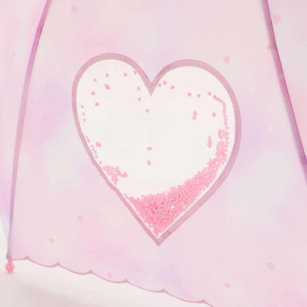 【お揃い】ハートキラキラプリント総柄傘(45~50cm) ブルー系 S(45cm)