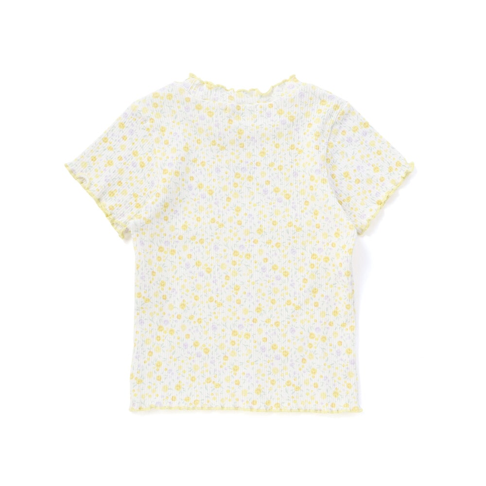 ボーダー&花柄テレコ半袖Tシャツ(80~130cm) パープル系 80cm