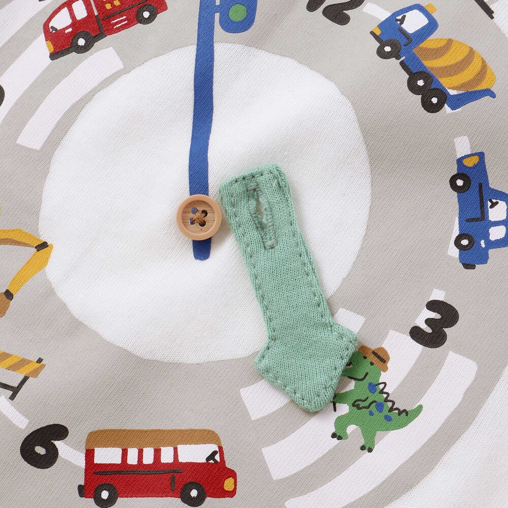 はたらくくるま&昆虫時計天竺半袖Tシャツ(80~130cm) グリーン 80cm