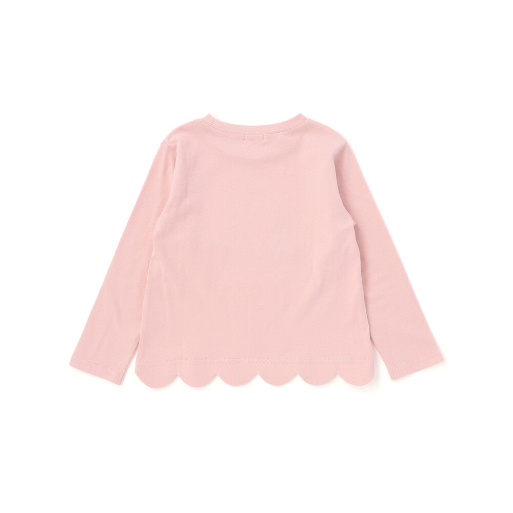 裾スカラップウサギクマネコモチーフ長袖Tシャツ(80~130cm) ブラック系 80cm