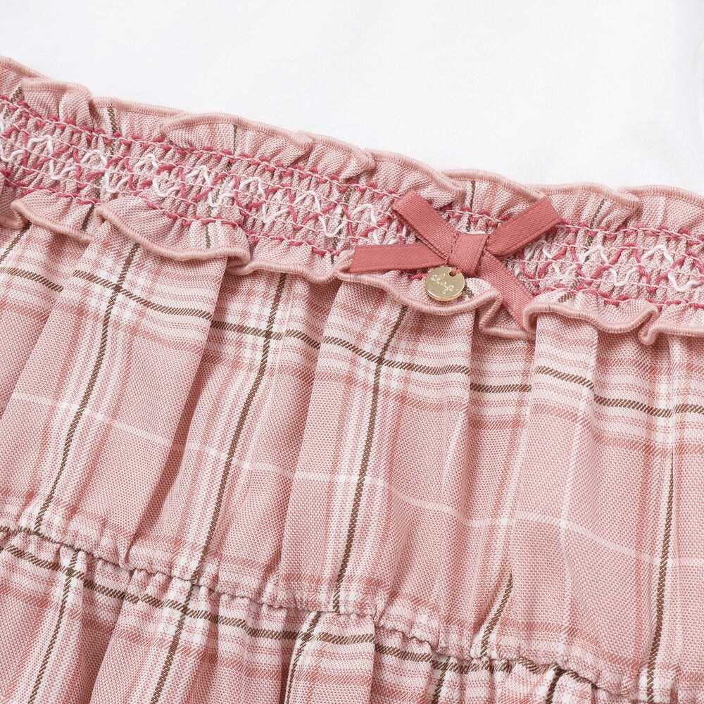 【お揃い】チェックドッキング長袖Tシャツ(80~130cm) ベージュ系 80cm