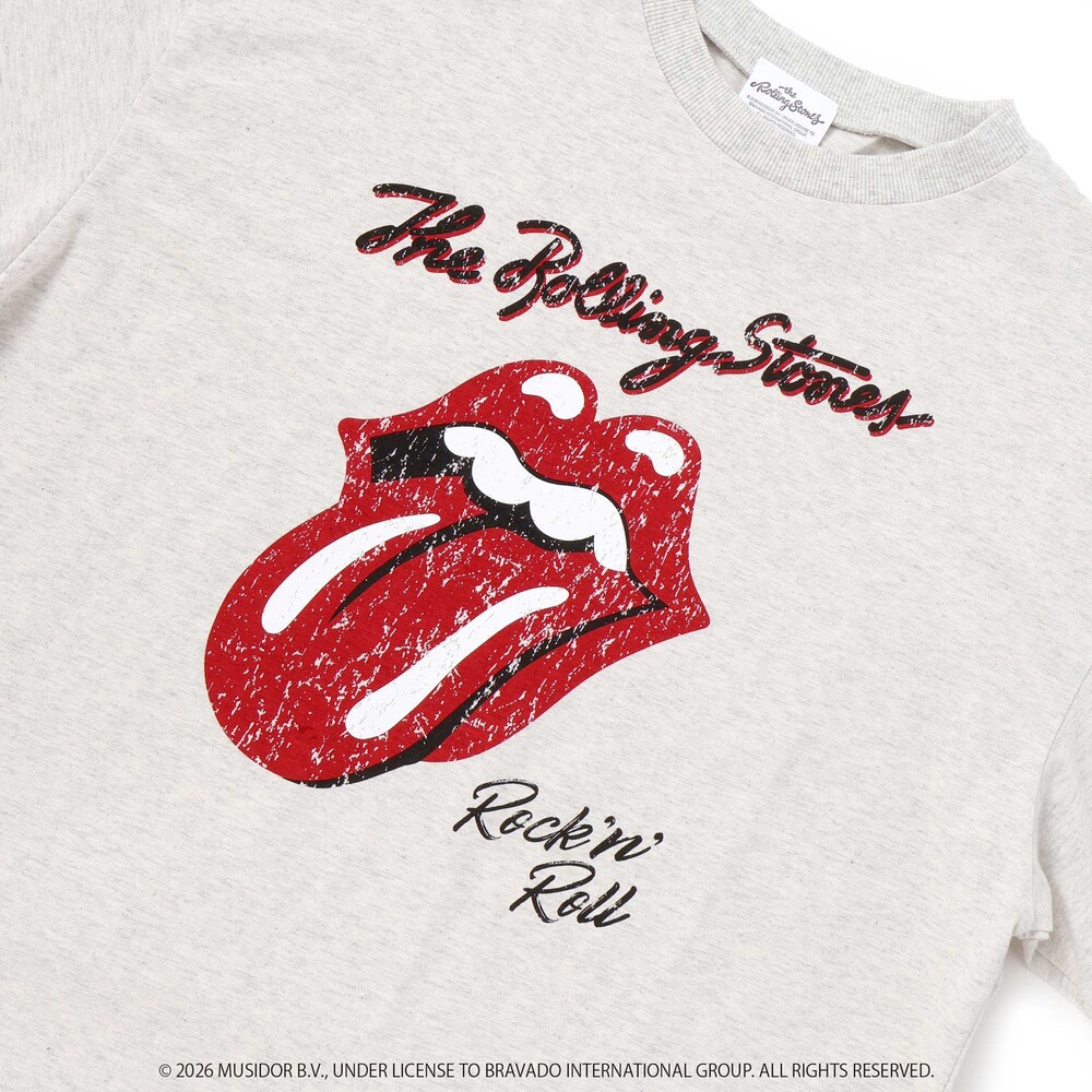 【ザ・ローリング・ストーンズxSLAP】フロントxバックロゴプリント長袖Tシャツ大人 オフホワイト ワンサイズ