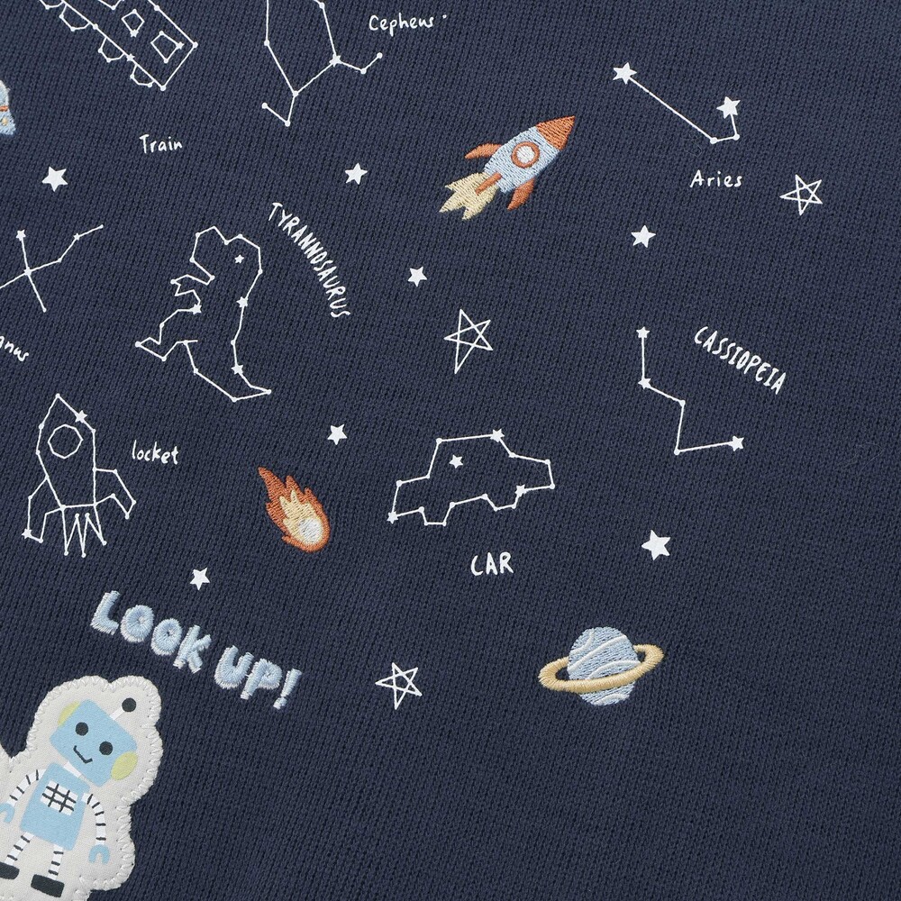 ボーダー切り替え長袖Tシャツ(80~130cm) ネイビー 80cm