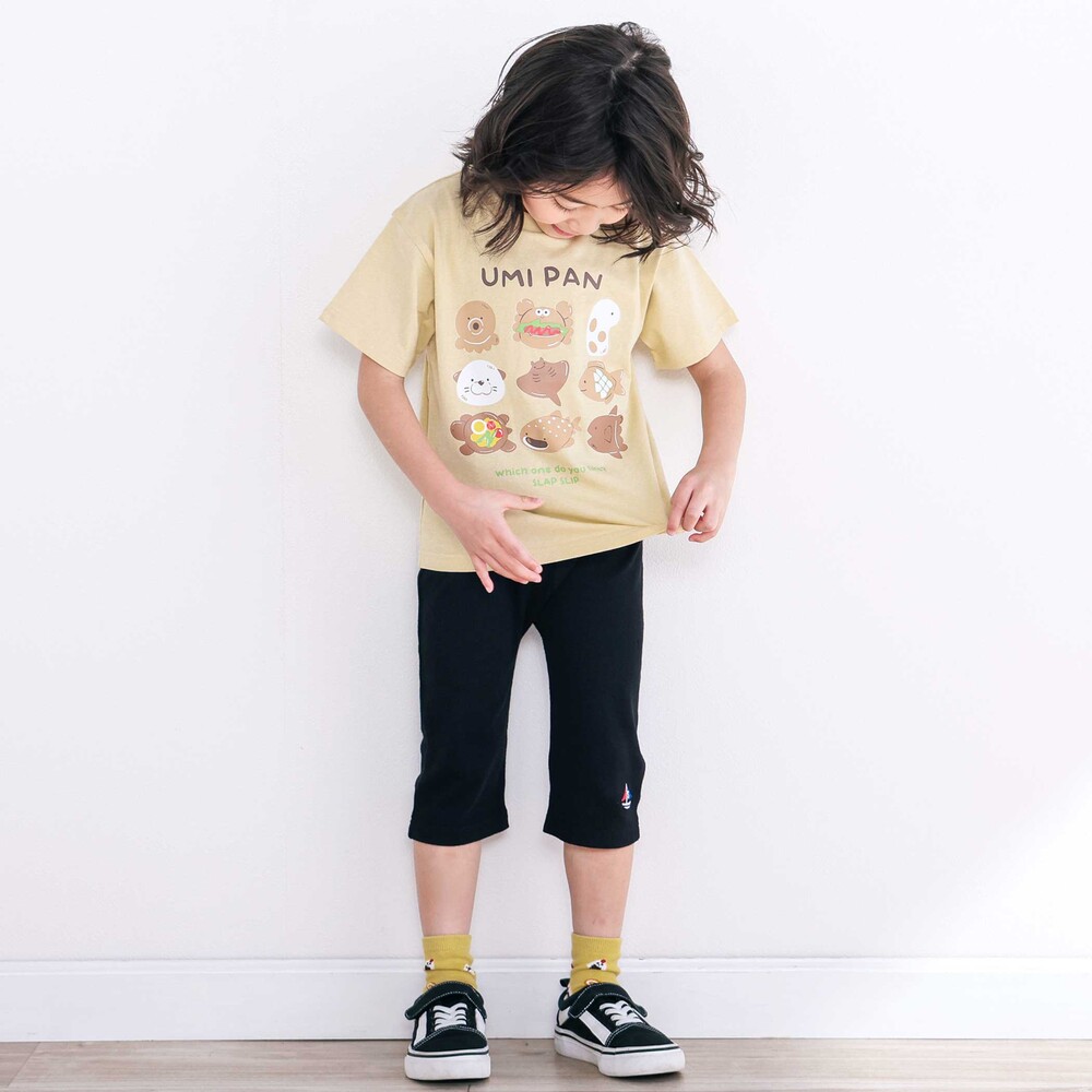 【スララク/吸汗速乾/接触冷感/オーガニックコットン】わくわく男の子半袖Tシャツ(80~130cm) ホワイト×恐竜の水兵さん 80cm
