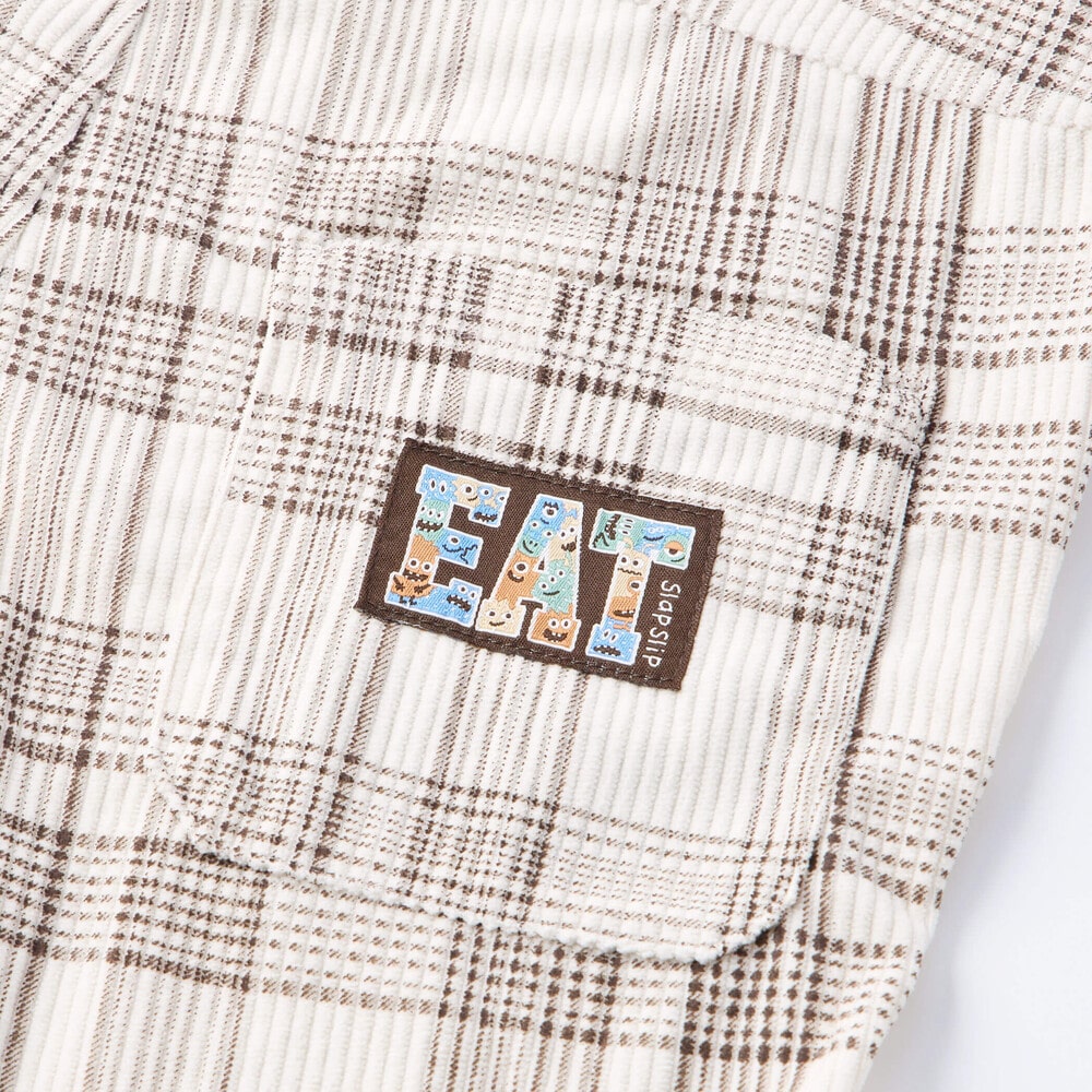 フラップ胸ポケット付きチェックサロペット(80~120cm) オフホワイト系 80cm