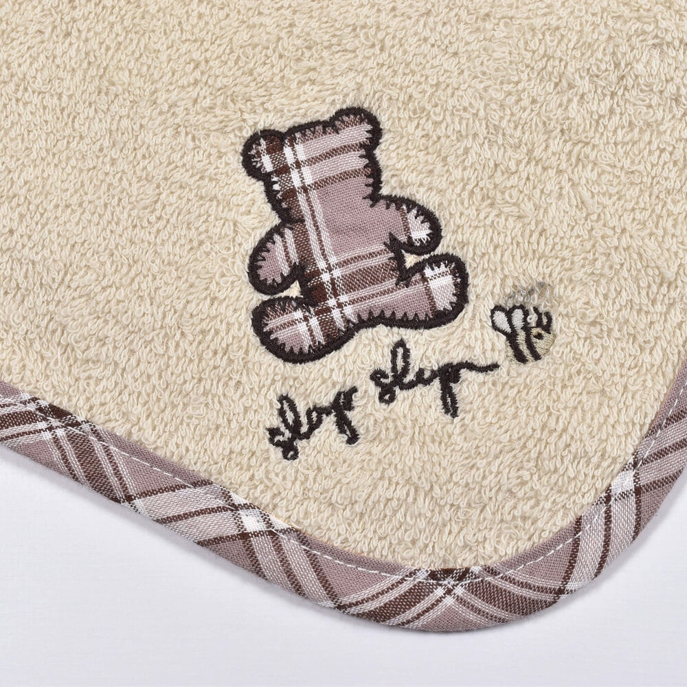 柄ナレ 刺繍 縁取り パイル ハンカチ オフホワイト ワンサイズ